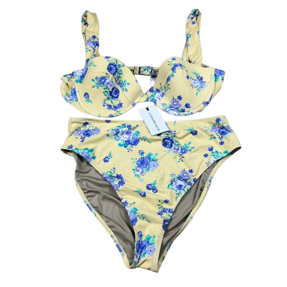 WE WORE WHAT Golden Hour Floral Bikini Swimsuit Size XL NWT High Rise Bralet